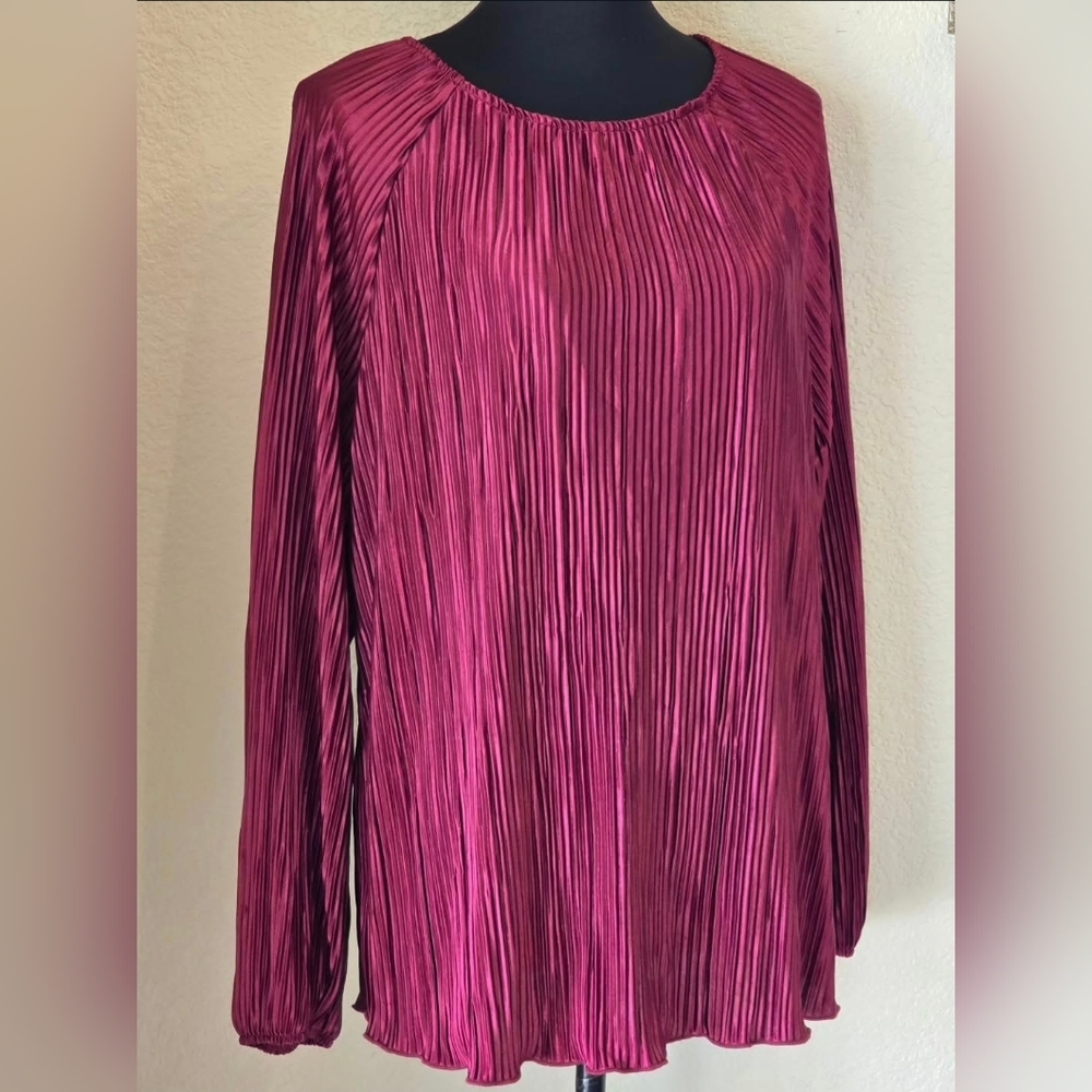 Dressy Wine Pleated Tunic